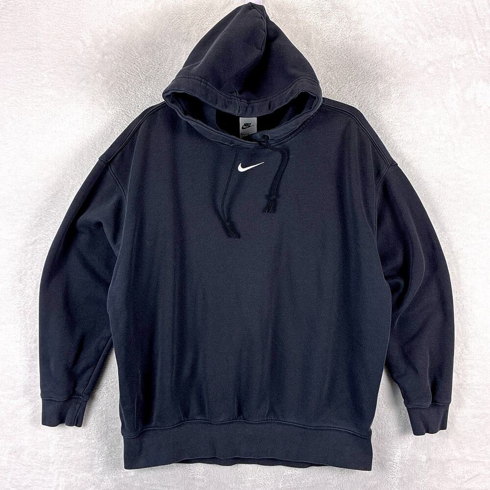 Nike Hoodie Womens M Black Center Swoosh Phoenix Fleece Oversized Travis Scott